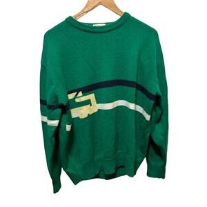 Vintage izod club green sweater graphic pattern on front sz XL 70s 80s VTG